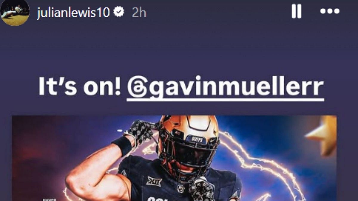 Julian Lewis comments on Gavin Mueller's commitment to the Colorado Buffaloes (image credit: Instagram/@julianlewis10)